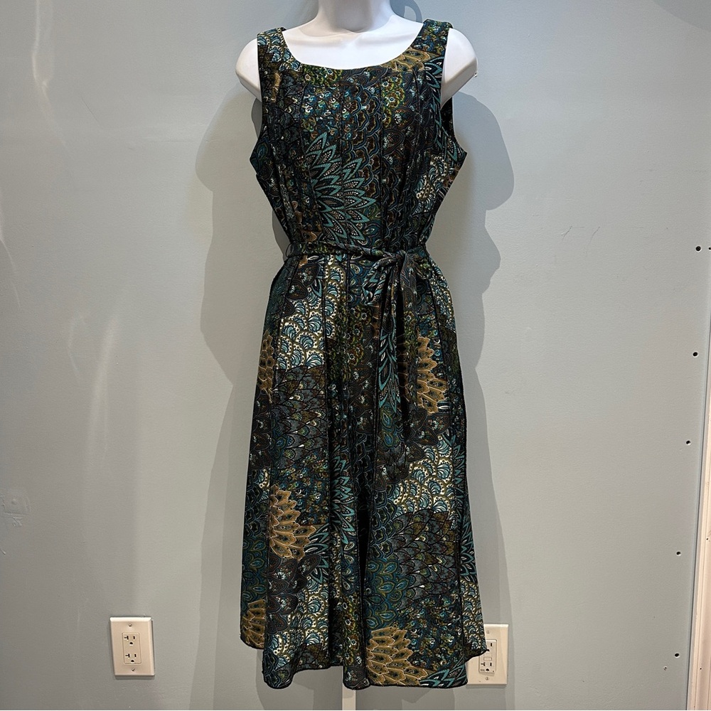 Elegant Blue and Green Patterned Dress PerSeption Concept Size Medium